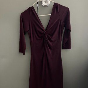 Quarter sleeved, v-neck plum dress.  London Times.  Size 8.